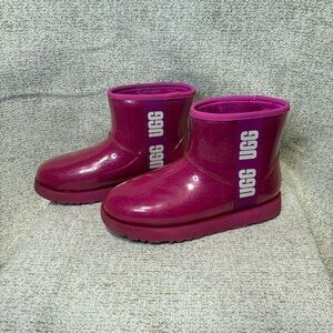 UGG Mini Clear And Sherpa Wool, Pink “Dragon Fruit” Boots